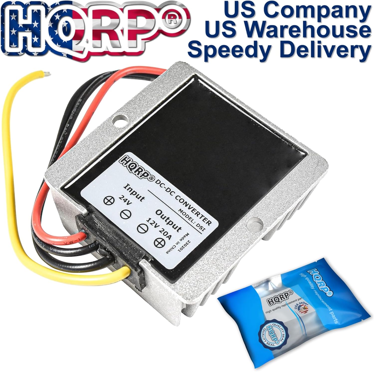 HQRP Convertidor descendente CC-CC de 24 V a 12 V 20 A 240 W, adaptador de fuente de alimentación compatible con carrito de golf, club, coche, club,