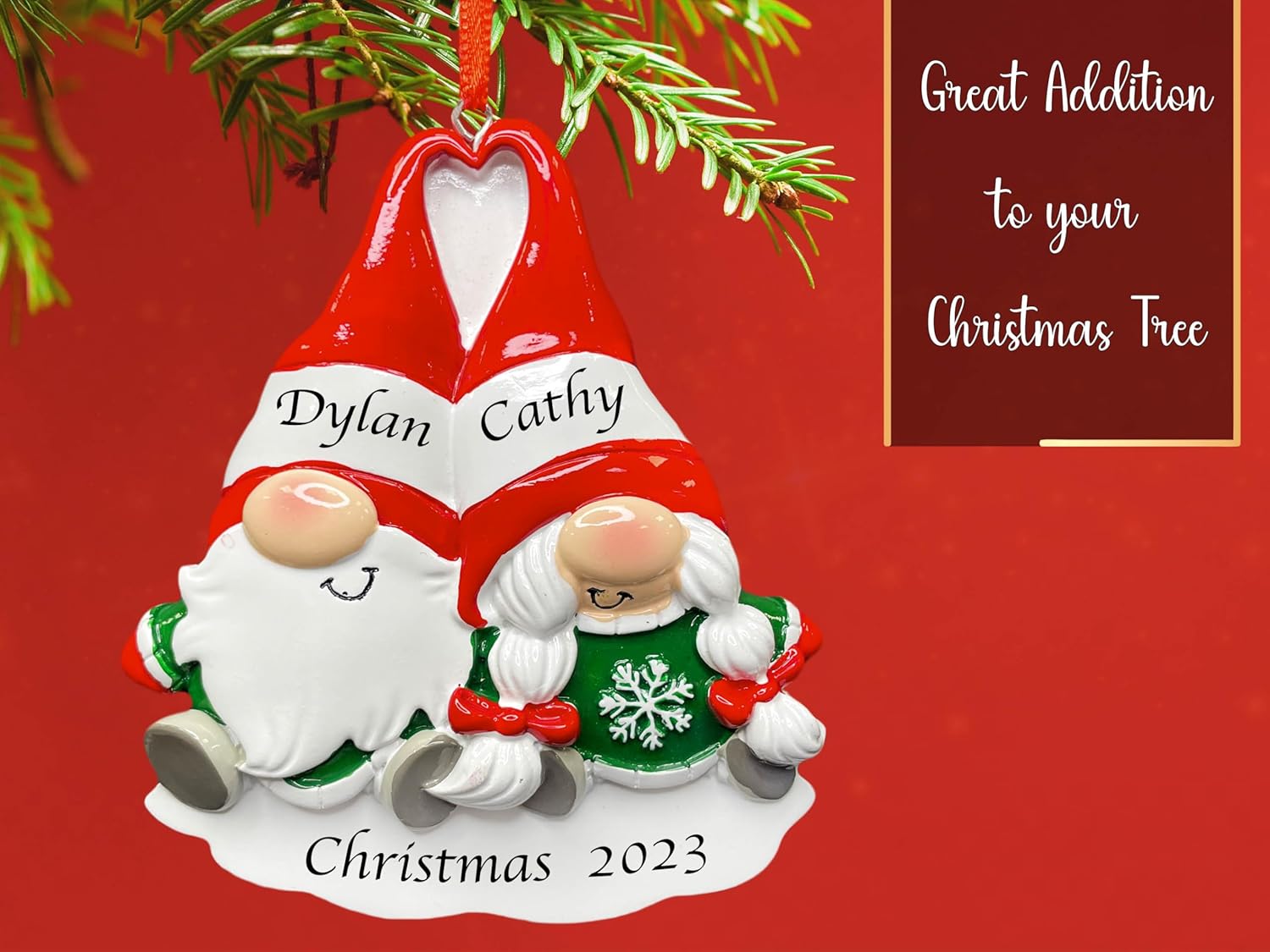 Adorno personalizado de nuestra primera Navidad juntos 2023  Decoración personalizada para árbol de Navidad de pareja de gnomos  Nombre