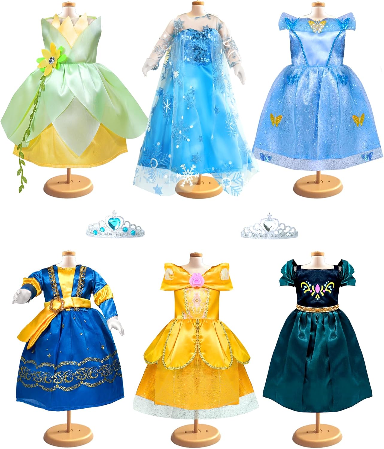 Accesorios de ropa de muñeca de 18 pulgadas, juego de disfraz de princesa de 6 piezas con corona para muñecas de 18 pulgadas