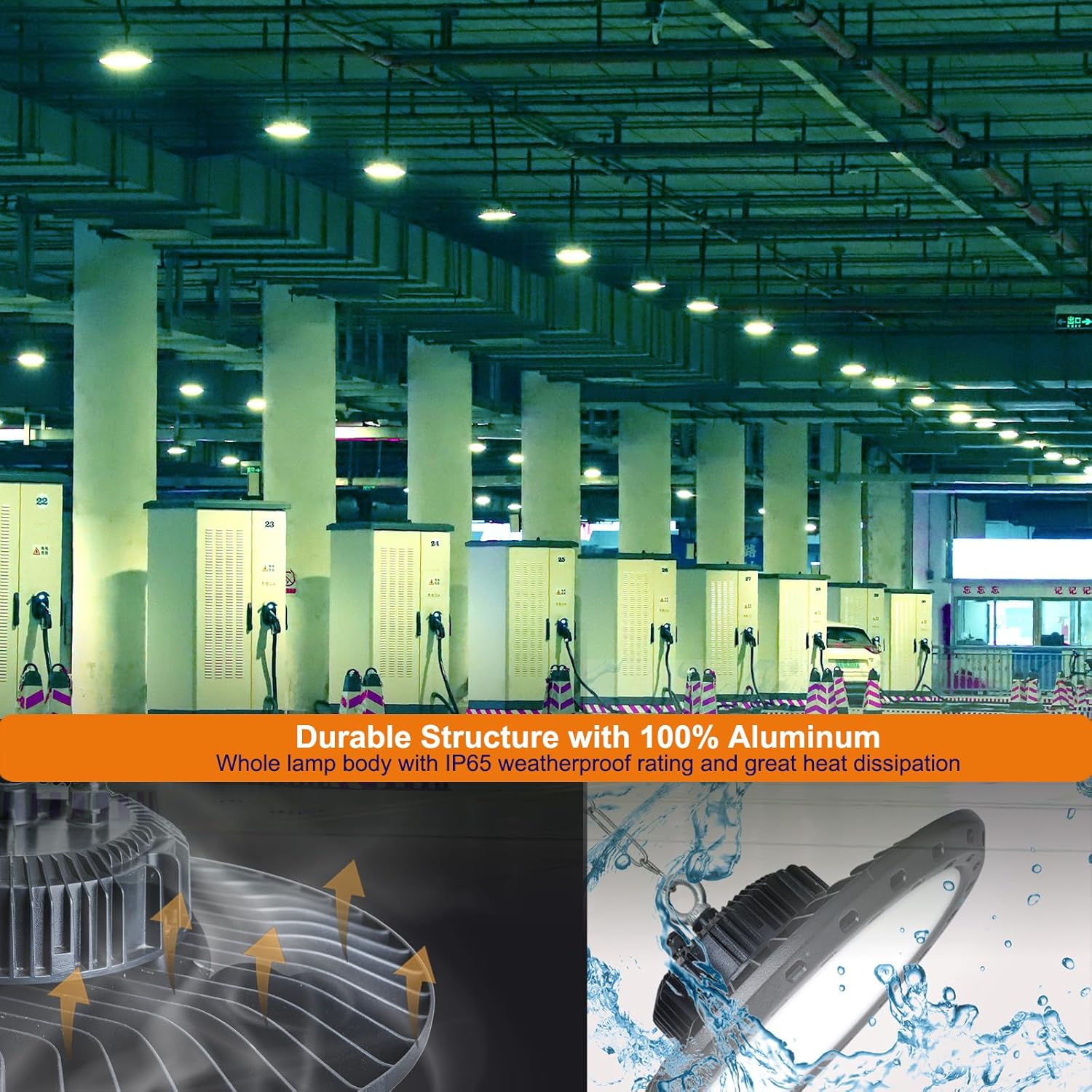 Luz LED UFO de 400 W, 56,000 lm con enchufe de EE. UU., luz LED de alta bahía de 5000 K 100-277 V para almacén, taller, fábrica, gimnasio, garaje,