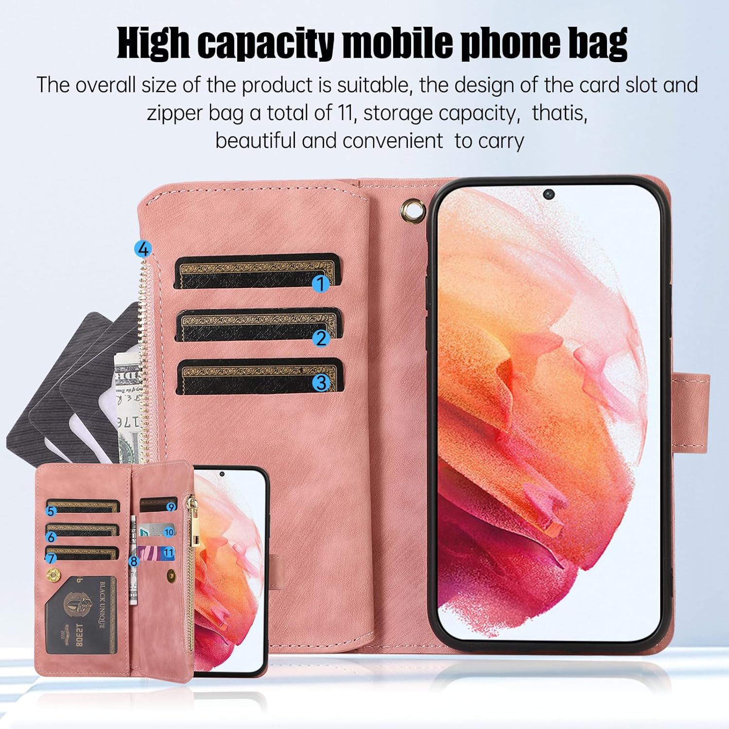 Asuwish Funda de teléfono para Samsung Galaxy S22 5G Funda tipo cartera con protector de pantalla de vidrio templado y correa para la muñeca de
