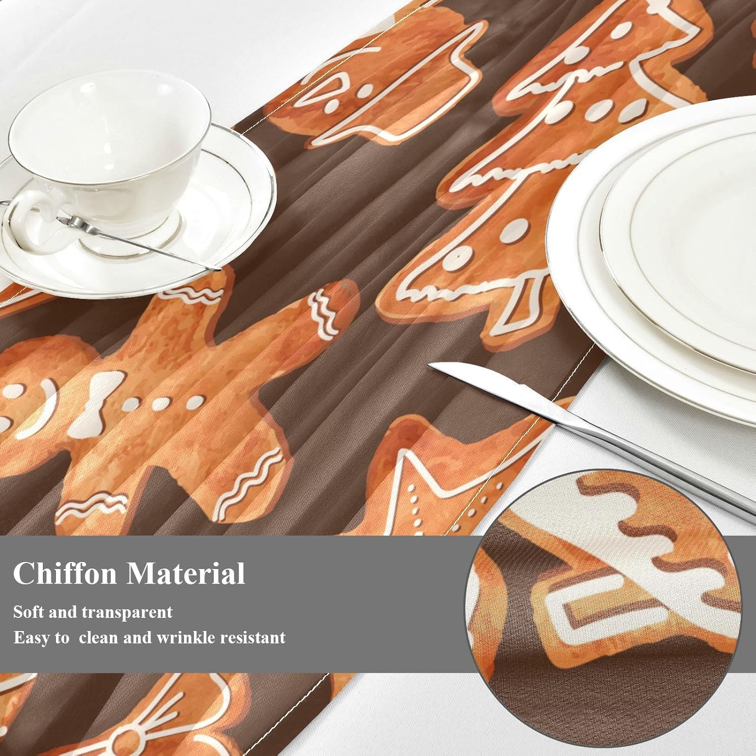 Christmas Gingerbread Cookies Table Runner Autumn Table Runner for Dining Table Decor Christmas Table Runner 120 Inches Long