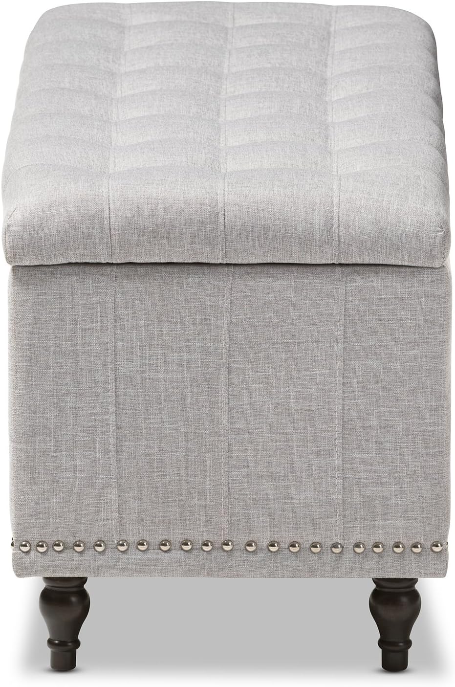 Baxton Studio Sherrill – Banco otomano tapizado de tela beige grisáceo con botones