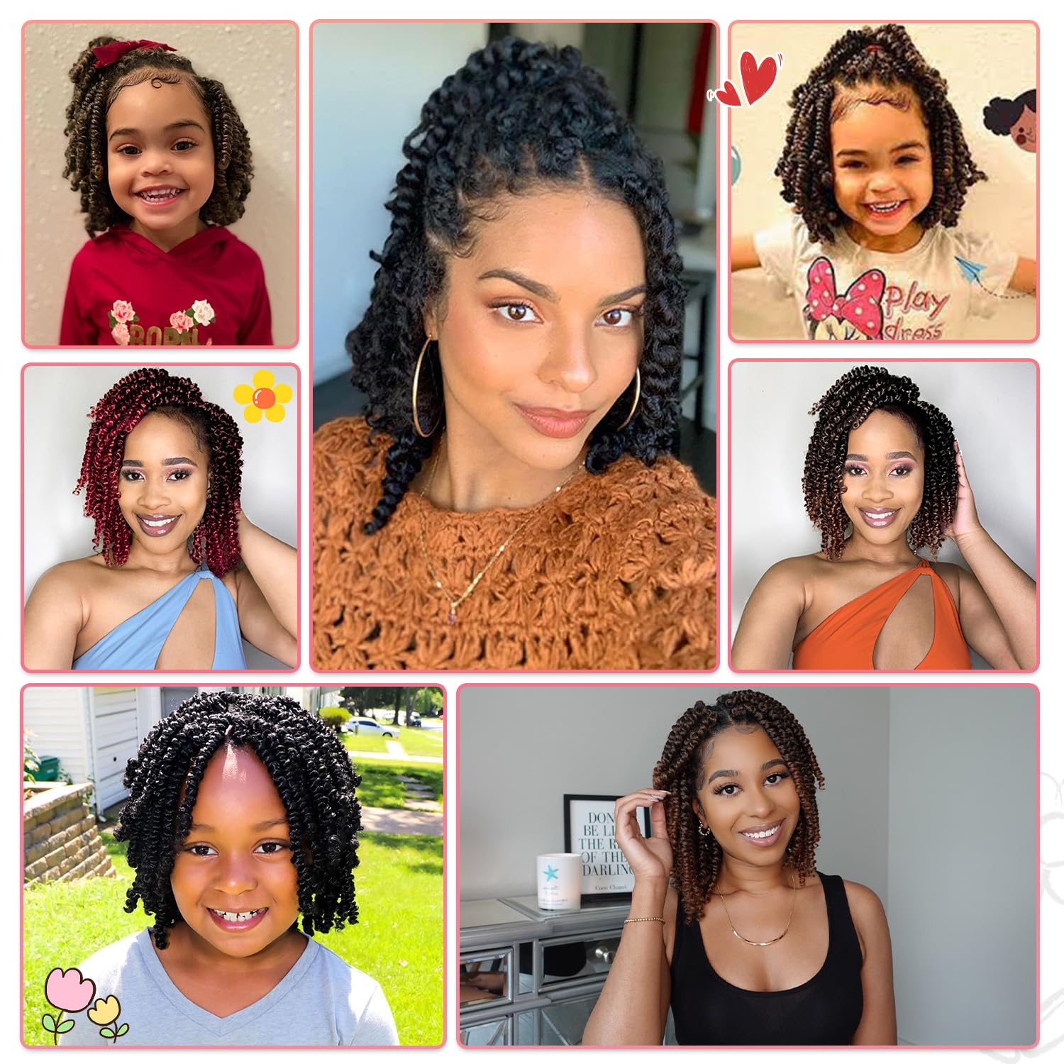 Fulcrum Cabello Passion Twist de 8 pulgadas, 8 paquetes de cabello de ganchillo Passion Twist para mujeres negras, cabello pretrenzado de ganchillo