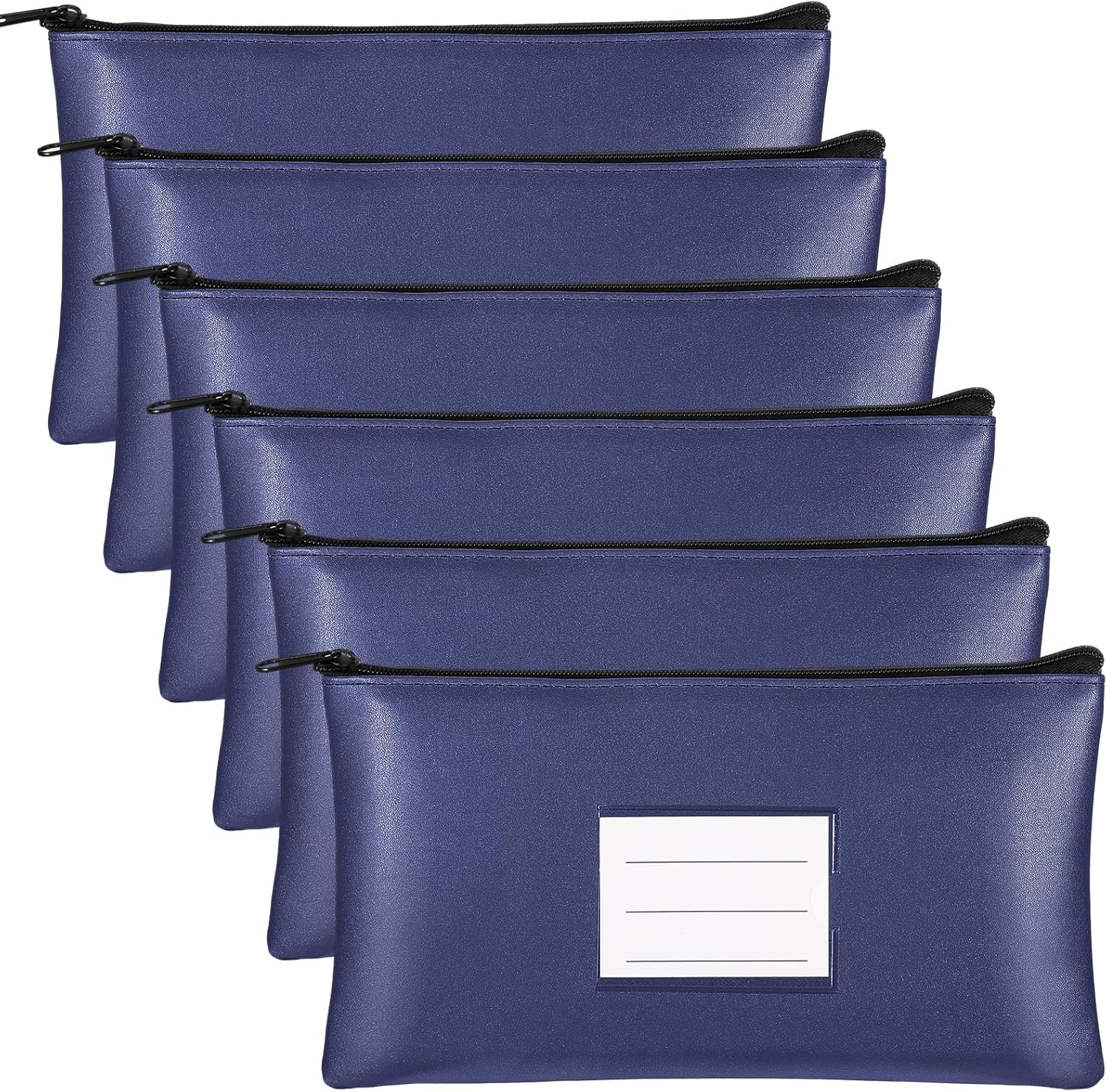 Paterr 6 bolsas de dinero con cremallera, de piel sintética, bolsa de seguridad para dinero, soporte para recibos, cartera con etiqueta para dinero