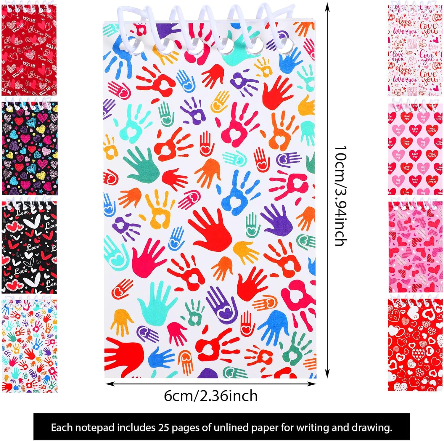 Zonon Mini bloc de notas para el día de San Valentín, mini bloc de notas de corazón diminuto, cuadernos en espiral, para profesores, estudiantes,