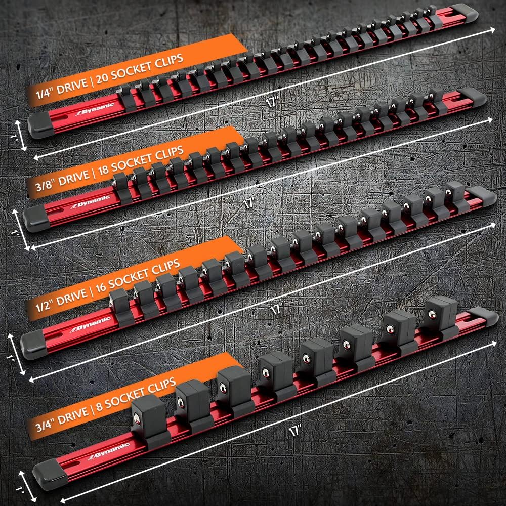 Dynamic Riel organizador de enchufes de aluminio, personalizable, duradero, compatible con la mayoría de enchufes cromados y de impacto (unidad de