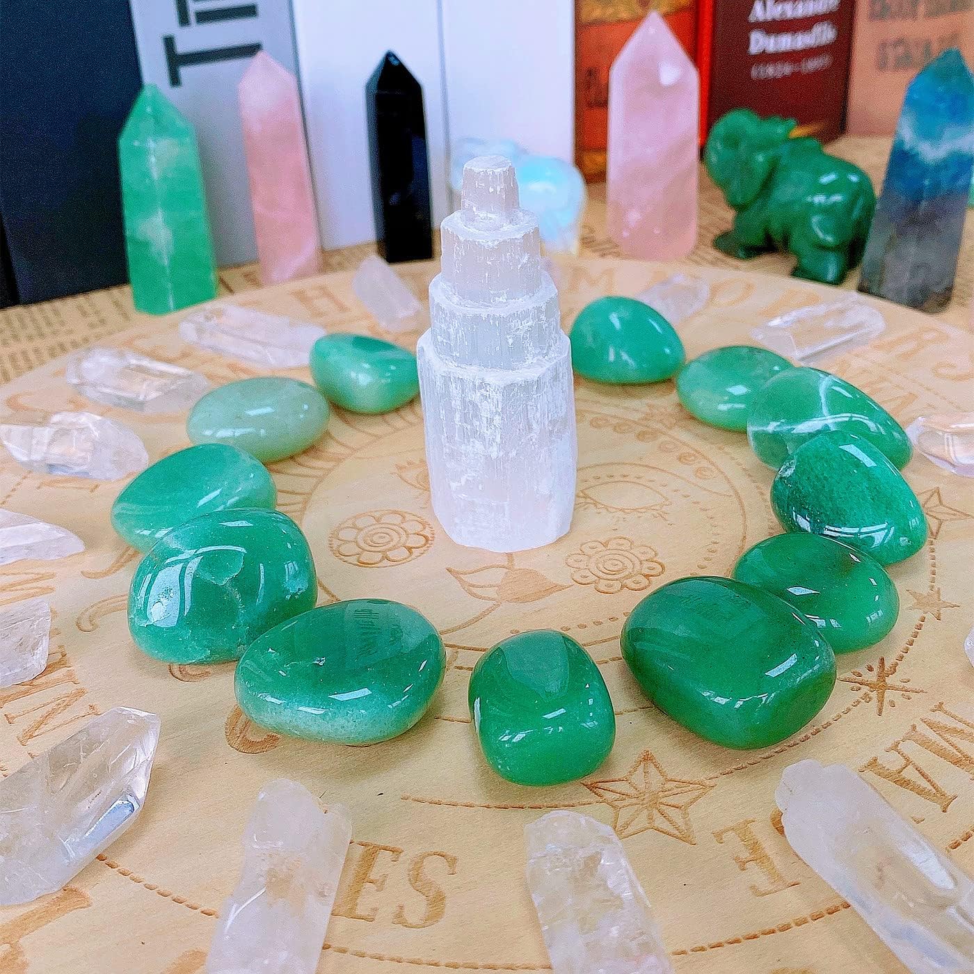 QINJIEJIE Piedras pulidas de aventurina verde de 0.9 libras, piedras preciosas a granel de 0.6 a 1 pulgada, piedra irregular, cristal curativo de