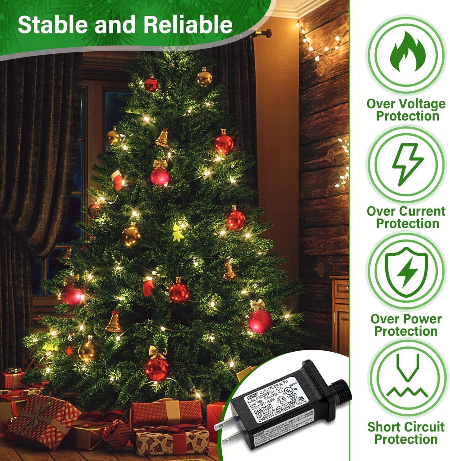 2 piezas de transformador LED de repuesto clase 2 fuente de alimentación para cadena de luces de Navidad, decoraciones inflables, controlador LED