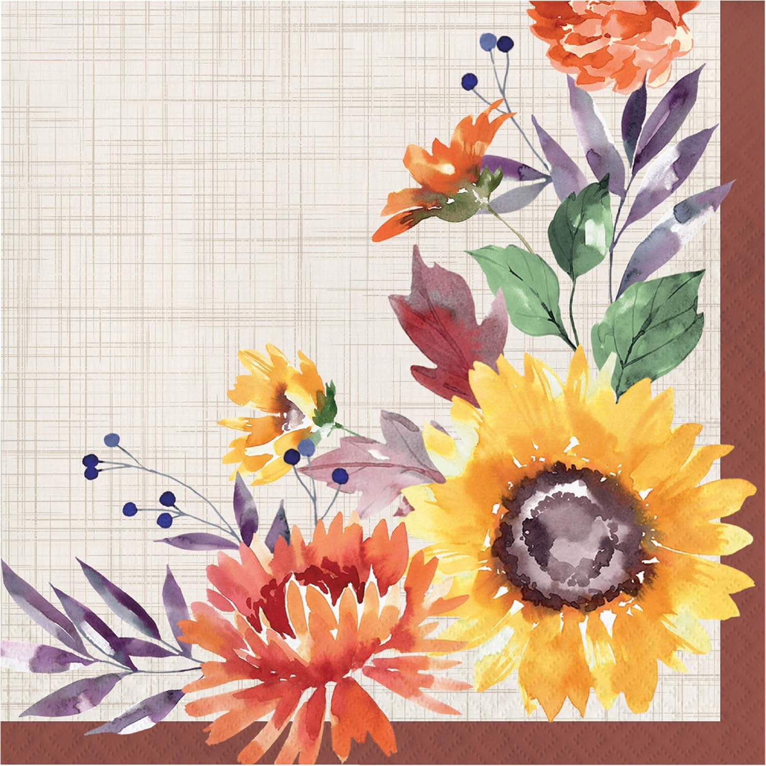 Suministros de fiesta de flores de otoño para 8  (8) platos llanos ovalados, (8) platos de aperitivopostre, (16) servilletas de almuerzo  Diseño de