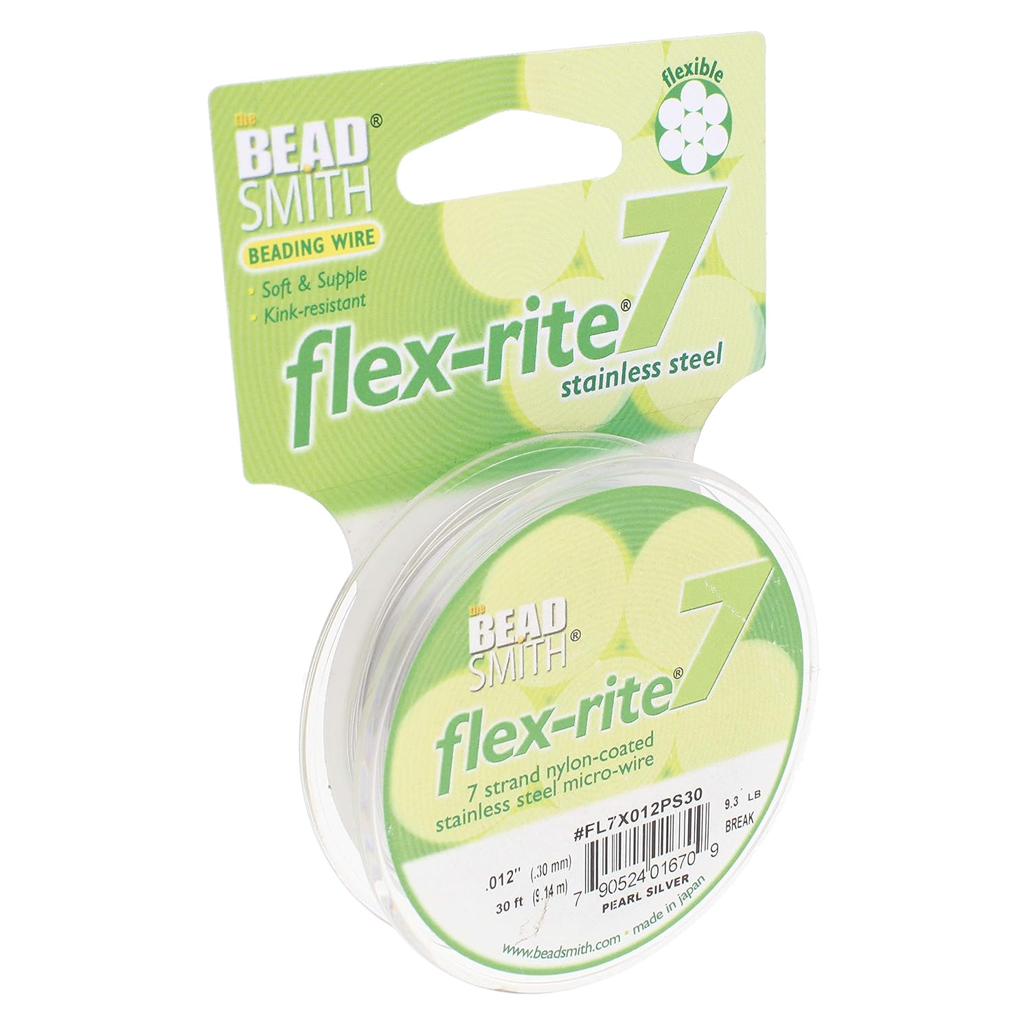 The Beadsmith Flex-Rite 7 hebras de nailon recubierto de nailon, alambre de cuentas de acero inoxidable, suministro de fabricación de joyas (0.012
