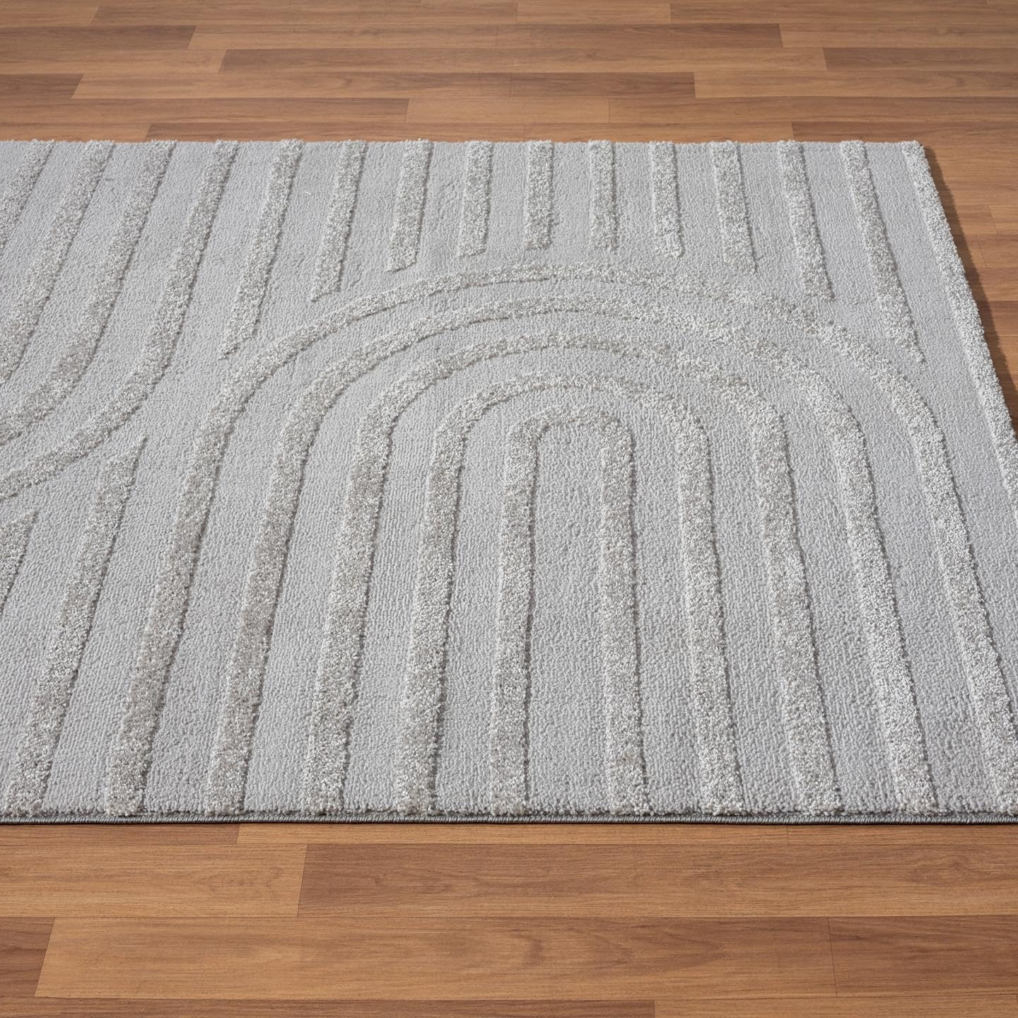 LUXE WEAVERS Alfombra geométrica moderna plateada 6×9, alfombra de textura alta y baja