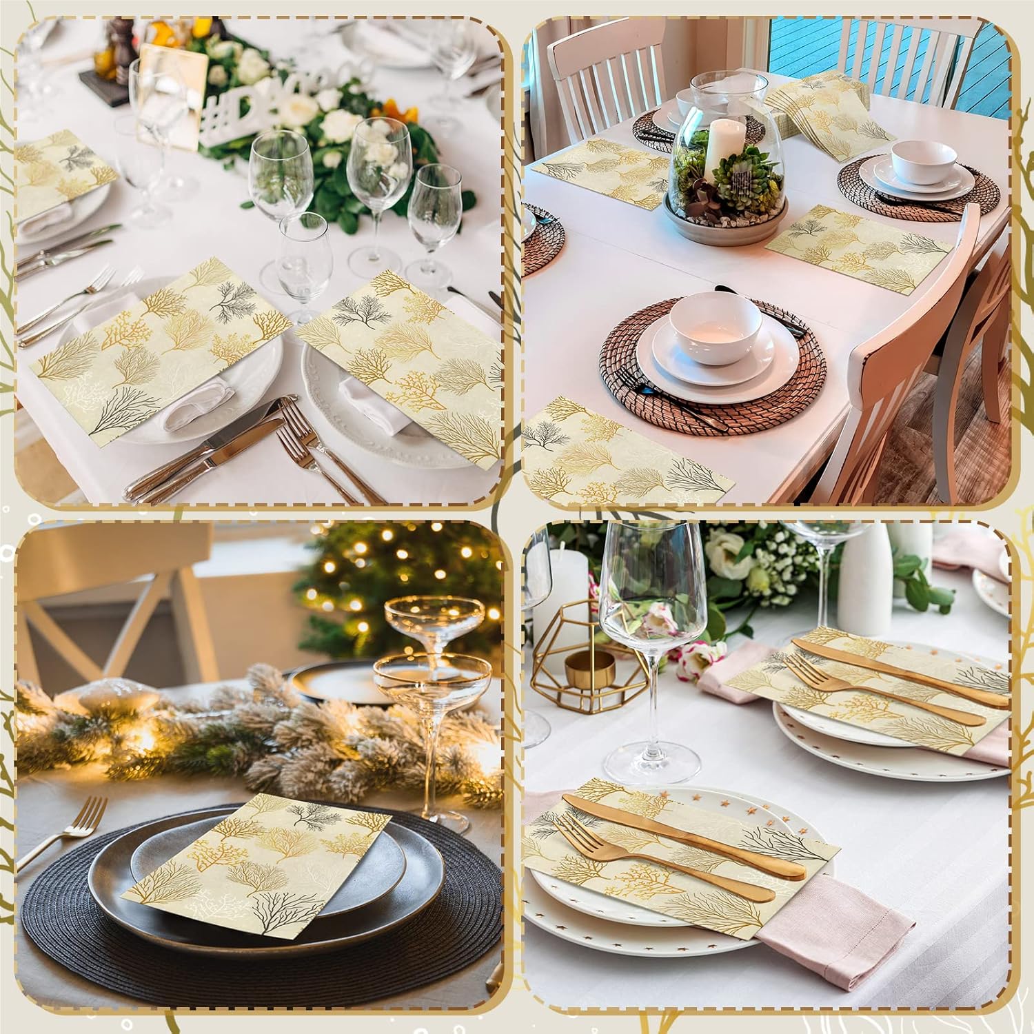 Geyoga 100 servilletas de 2 capas con temática coral para invitados con temática de océano, playa, desechables, servilletas de papel decorativas