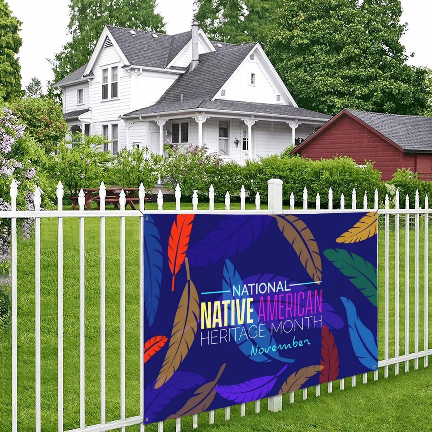 Póster del Mes de la Herencia Nativa Americana, telón de fondo festivo, decoración de fondo grande, decoración del hogar para fiesta, pancarta de
