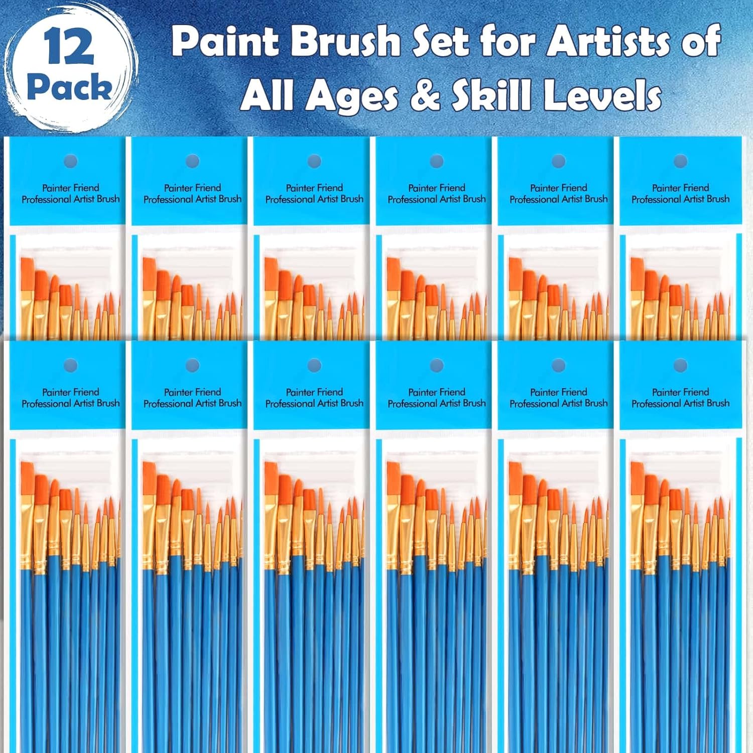 Pinceles de pintura para pintura acrílica, juego de 20 pinceles de pintura acrílica, pinceles multiusos a granel para lienzo, acuarela, pintura