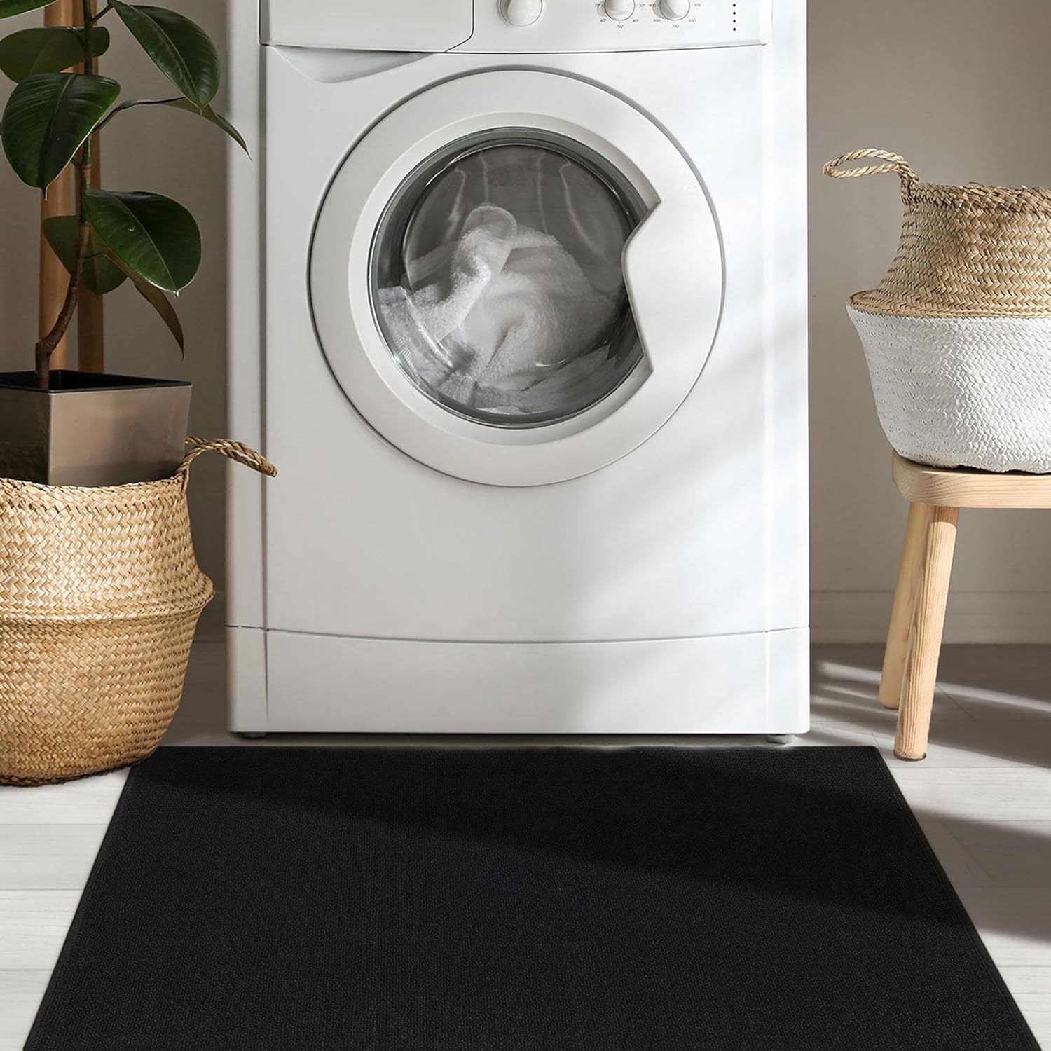 Sweethome Collection – Tapete de goma con respaldo de goma, 2 pies 3 pulgadas x 3 pies, color negro