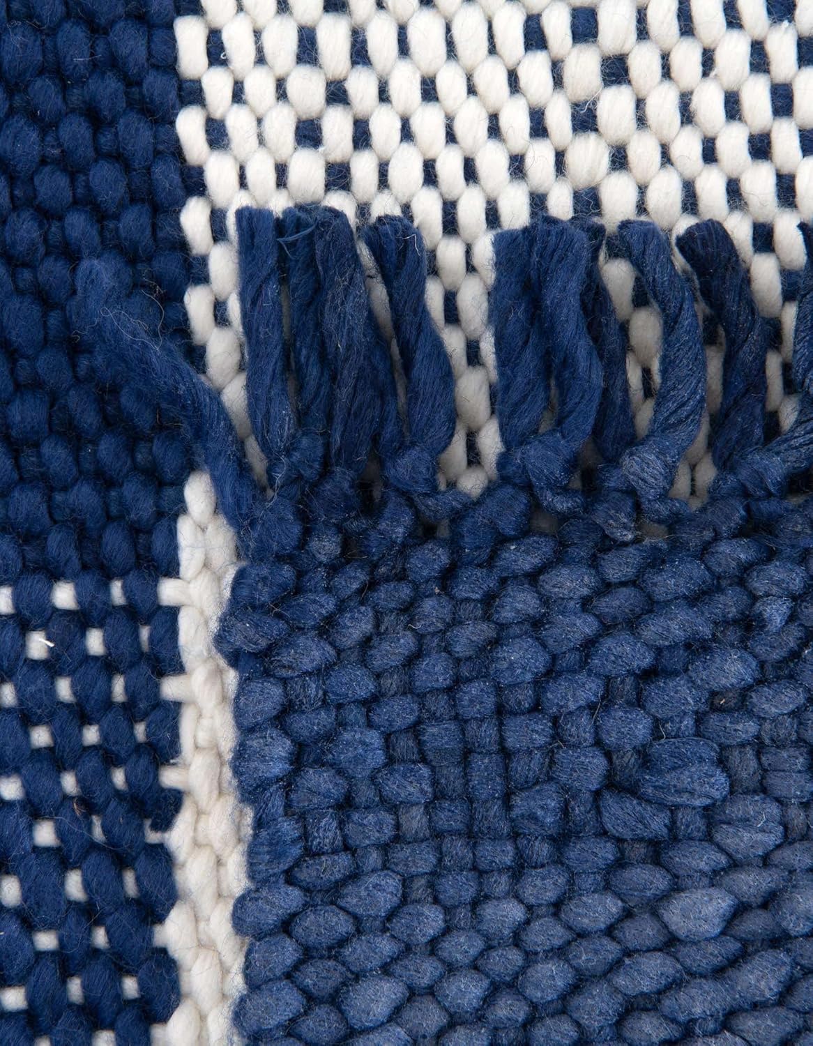 Unique Loom Eco Plaid – Alfombra lavable para interiores y exteriores, colección Balmoral (7 pies 10 pulgadas x 10 pies, azul marinomarfil)