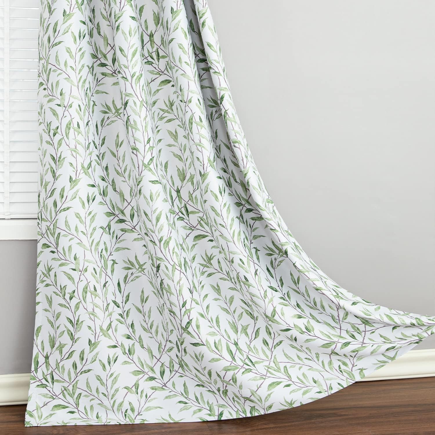 Leeva Cortinas 80% opacas para oscurecer la habitación, estampado de hojas con textura suave en cortinas de tela gruesa de doble capa para sala de