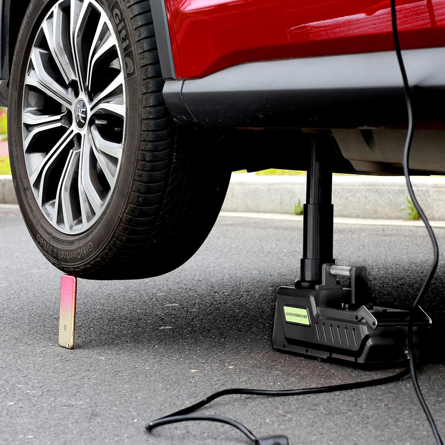 E-HEELP Gato hidráulico para automóvil de 12 V CC, 33000 libras, gato eléctrico de alta resistencia con pantalla LED para cámper, RV, camión,