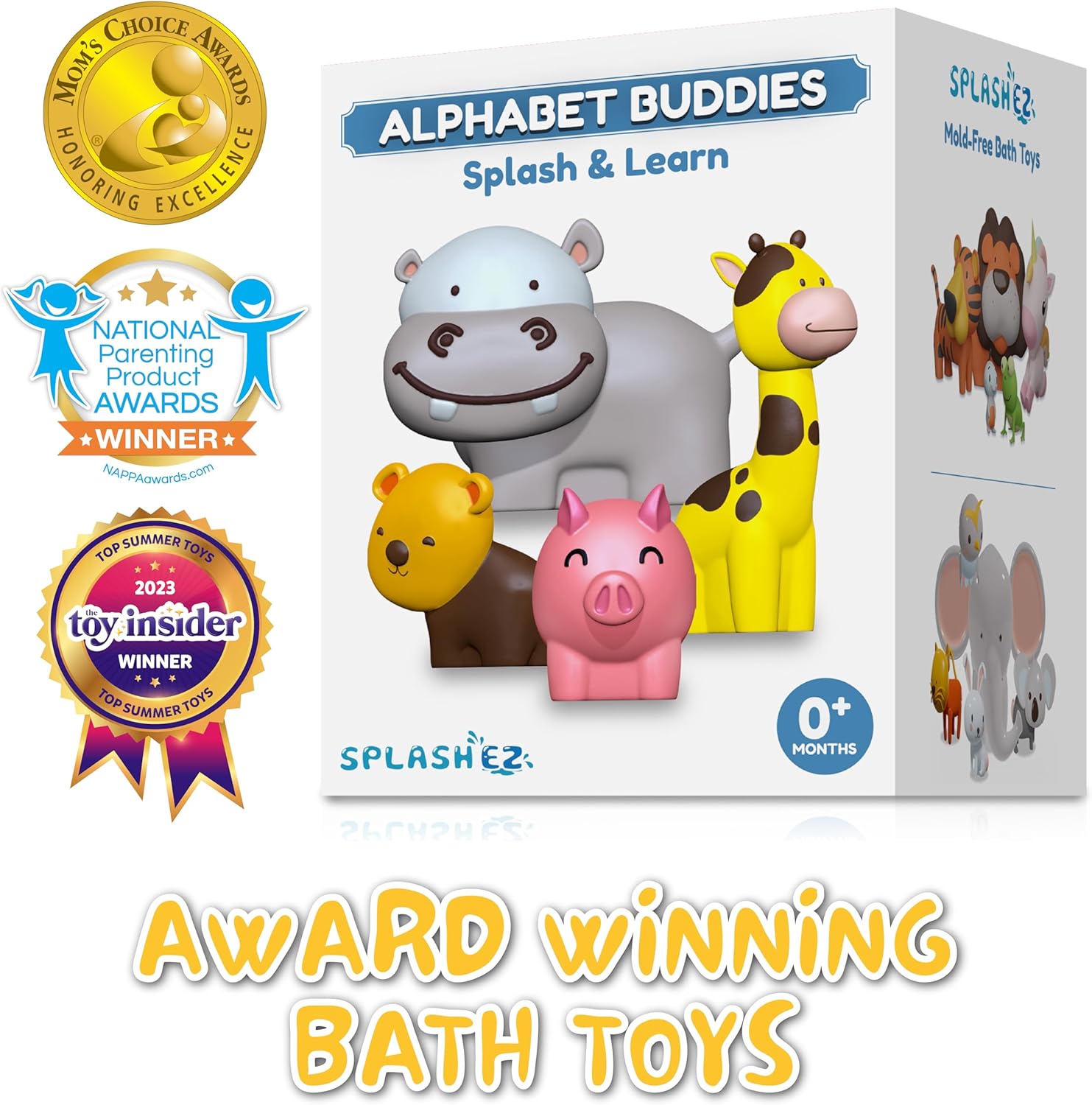 Juguetes de baño sin moho para bebés y niños pequeños, animales sin agujeros, juguetes de baño sin chorros sin moho para bañera, playa, piscina, sin