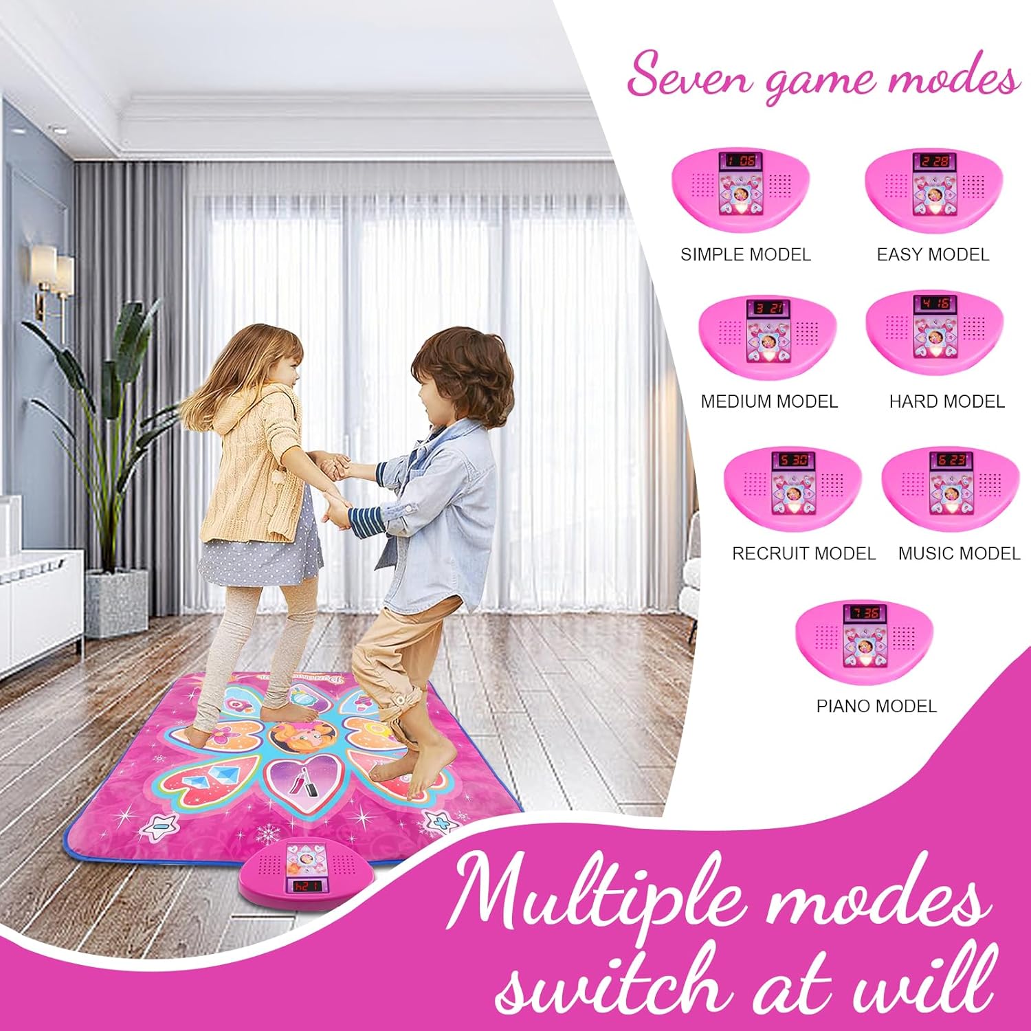 Tapete de baile, tapete electrónico de baile, juguetes de baile para niños con 7 modos de juego, regalos de cumpleaños de Navidad con luces LED para