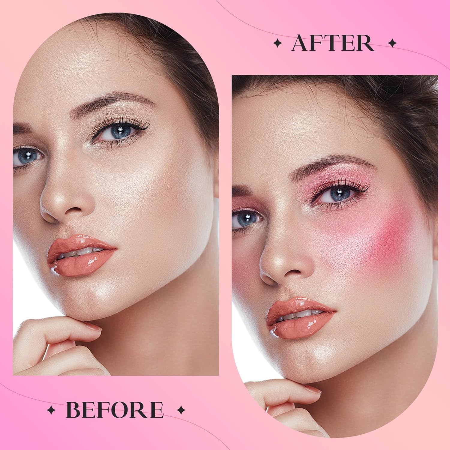 Rouge – Barra de rubor en crema para mejillas y labios, barra de contorno y resaltador multiusos mezclable de larga duración
