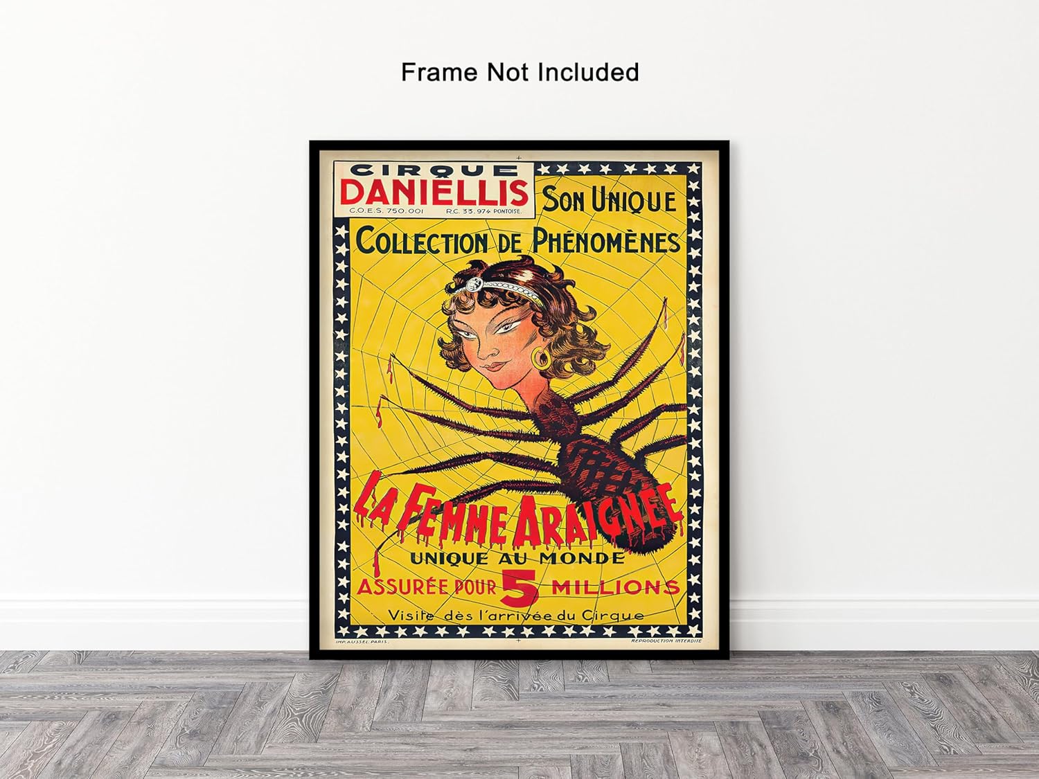 Poster Master Póster vintage de mujer araña, impresión retro de La Femme Araignee – Arte de publicidad de circo – Regalo para él, ella, hombres,