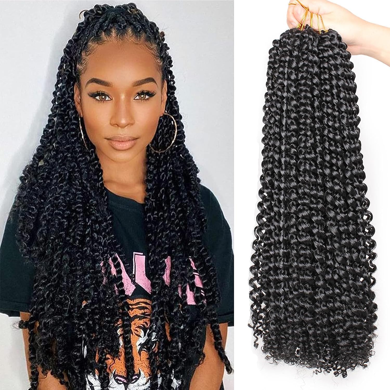 Xtrend 8 paquetes de extensiones de cabello Passion Twist de 18 pulgadas para Butterfly Locs de cabello ondulado de ganchillo para mujeres negras,