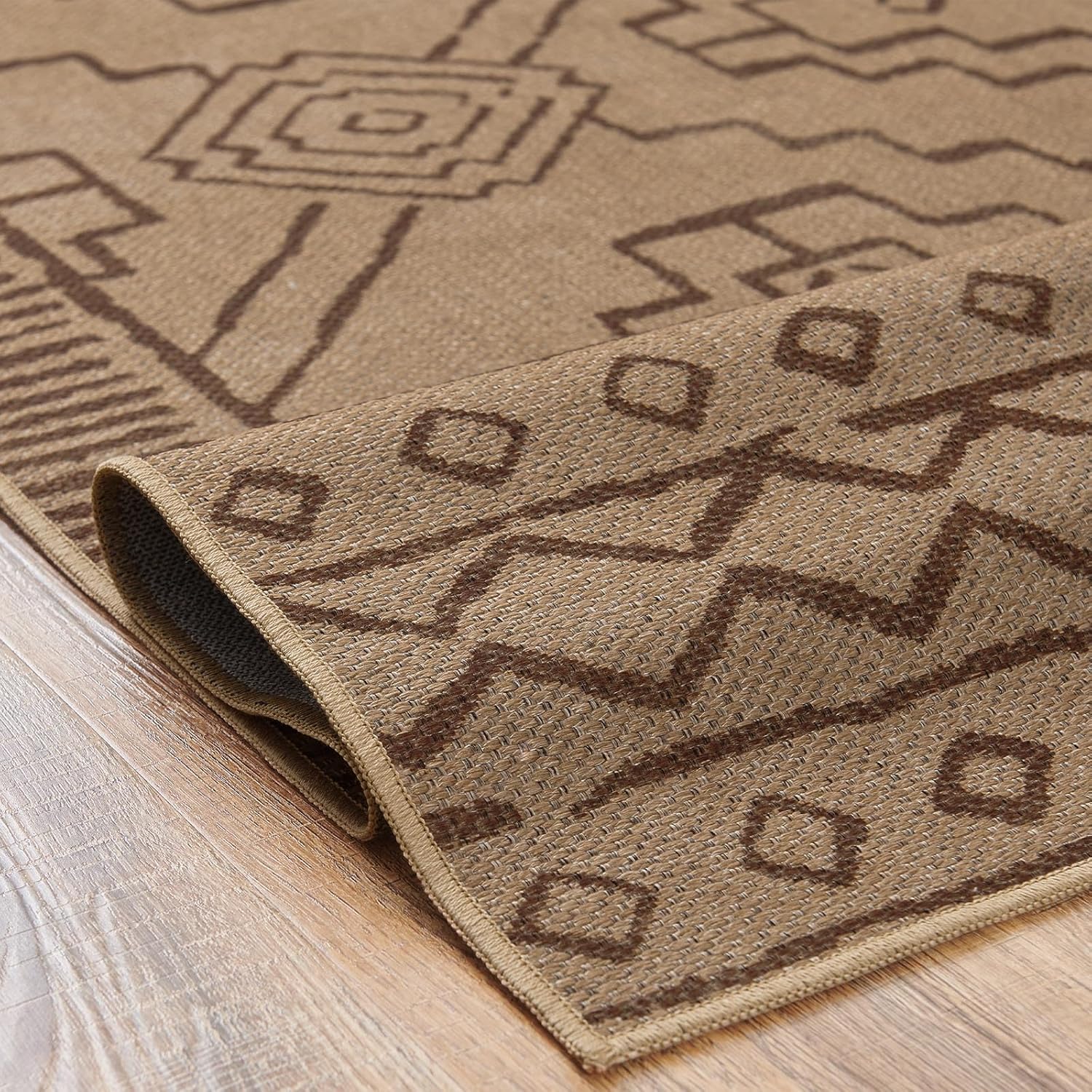 jinchan Alfombra de yute reciclada para interiores y exteriores, de 6 x 9 pies, estilo bohemio, elegante, con estampado geométrico, marrón,