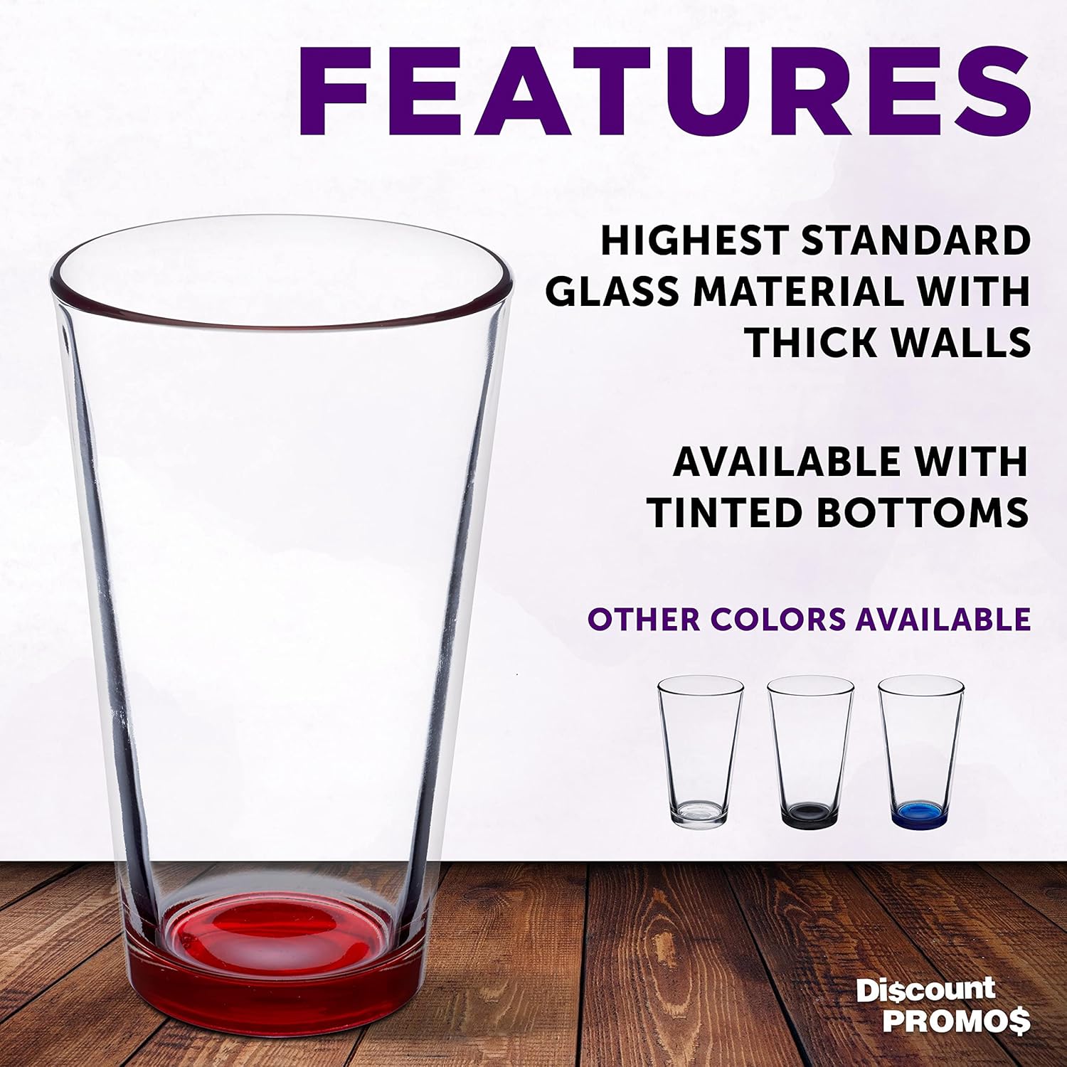 Libbey – Juego de 10 vasos de cerveza de 16 onzas, paquete a granel, vasos de cerveza, vasos de alta resistencia, color rojo