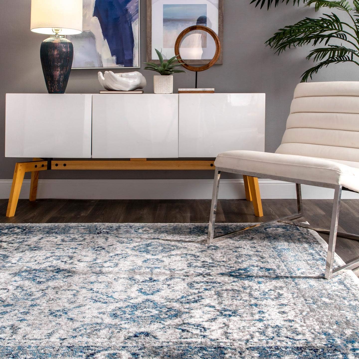 nuLOOM Vintage Anaelle – Alfombra de área, 4 x 6 pies, azul