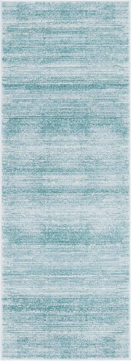 Unique Loom Uptown Collection – Alfombra Madison Avenue (2 pies 2 pulgadas x 6 pies 1 pulgada, turquesamarfil)