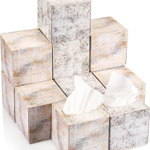 Bokon Paquete de 12 cajas de pañuelos faciales, cajas cuadradas de pañuelos de 2 capas, papel de seda suave, estilo industrial, caja de pañuelos de Bokon Paquete de 12 cajas de pañuelos faciales, cajas cuadradas de pañuelos de 2 capas, papel de seda suave, estilo industrial, caja de pañuelos de