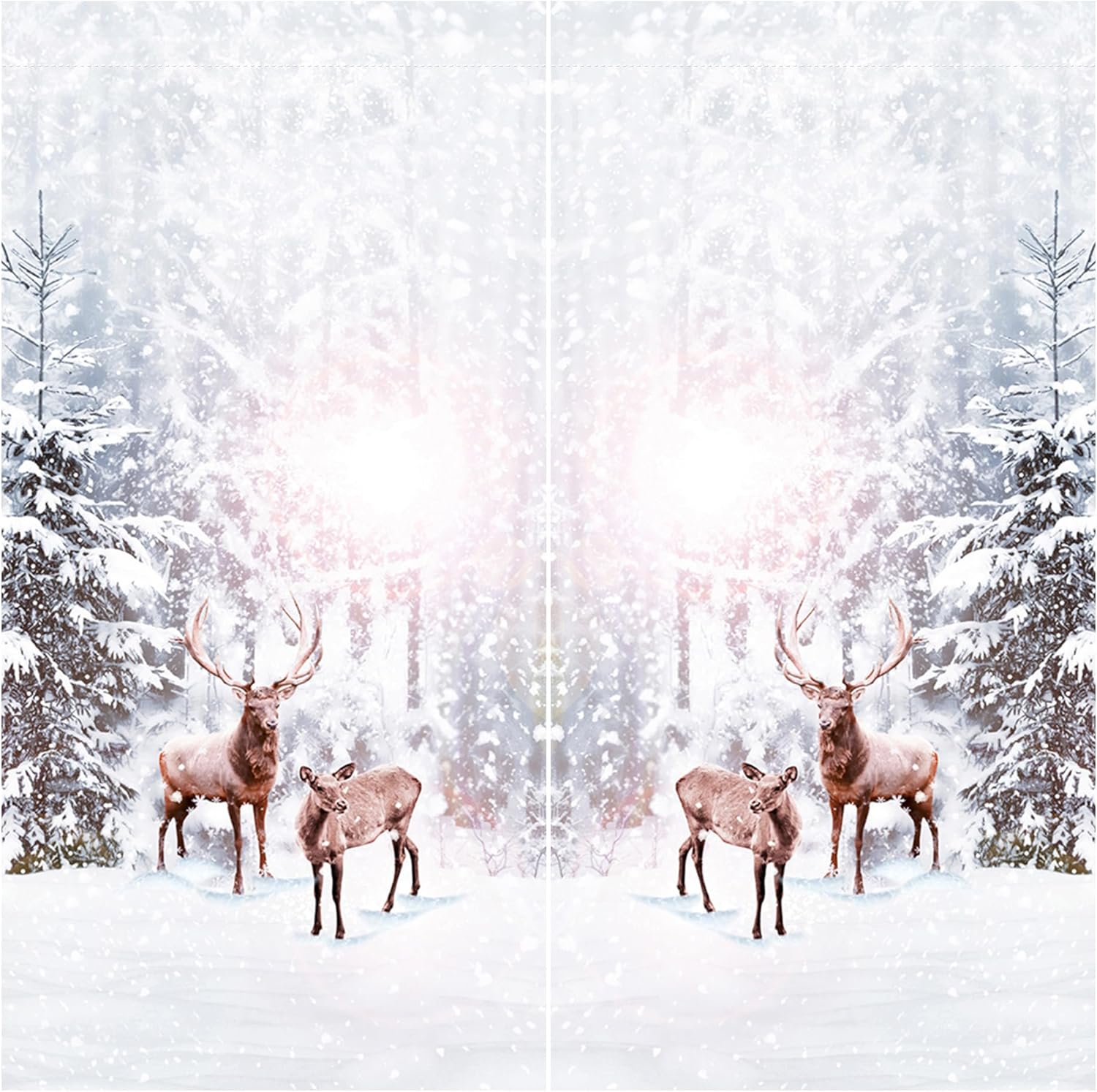 Cortina de ventana de bosque de invierno con estampado de Feliz Navidad, cortinas para sala de estar, fantasía, nevado, país de las maravillas,
