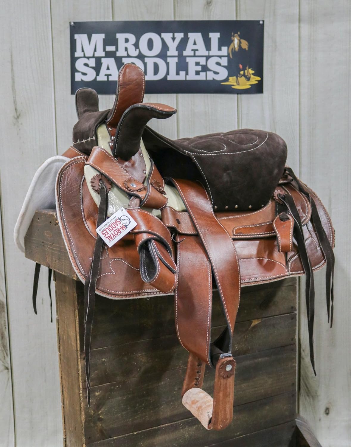 M-Royal Saddles Montura Charra Albarda Escaramuza Marrón Chocolate 15.5″