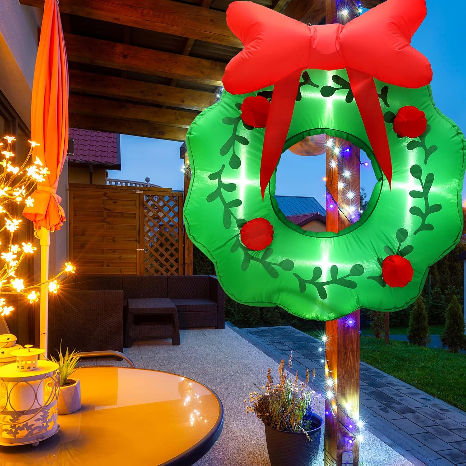 Luces LED inflables de Navidad de 3 pies, decoración de patio, decoración inflable para colgar de Navidad al aire libre, para césped, patio, jardín,