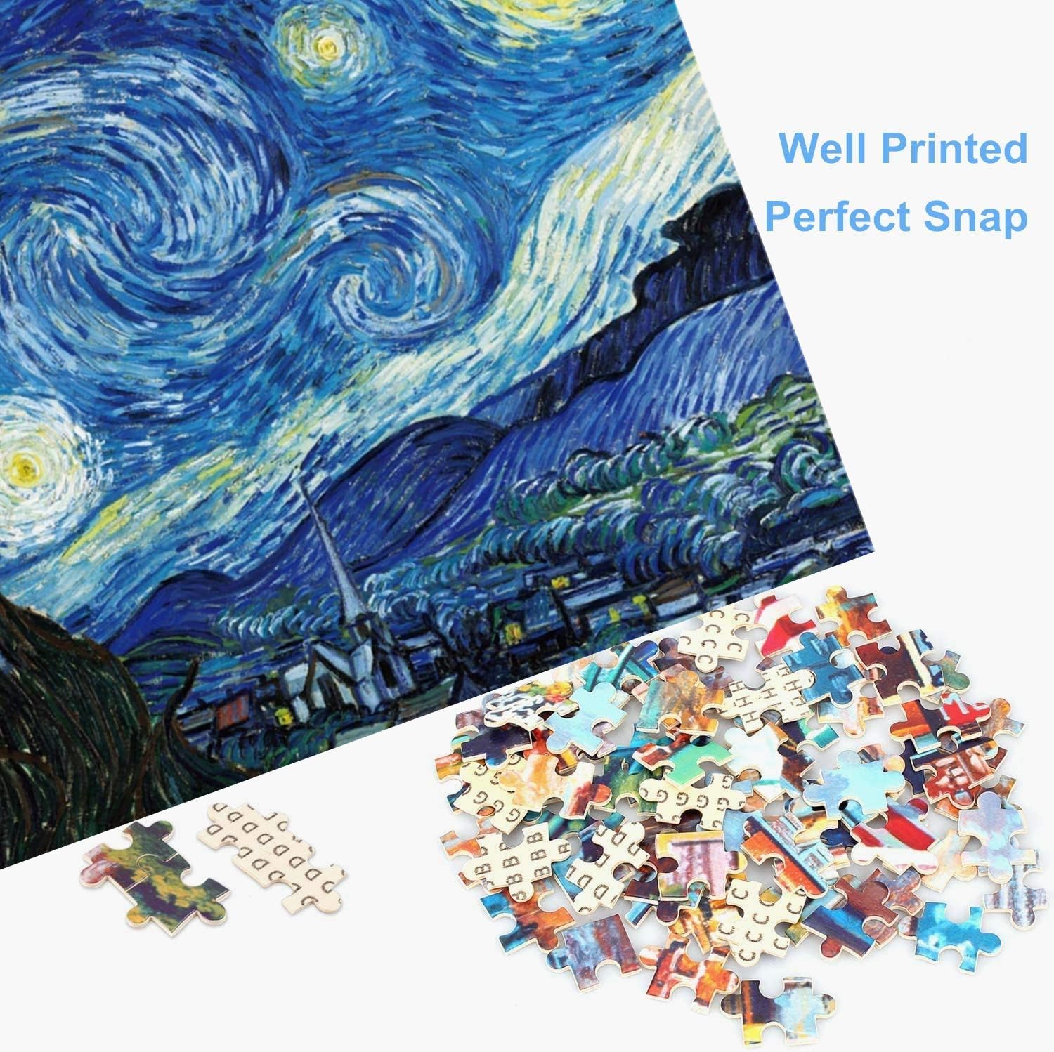 Rompecabezas de 1000 piezas para adultos, noche estrellada por Vincent Van Gogh de 27.56 x 19.69 pulgadas, rompecabezas para adultos, juguete