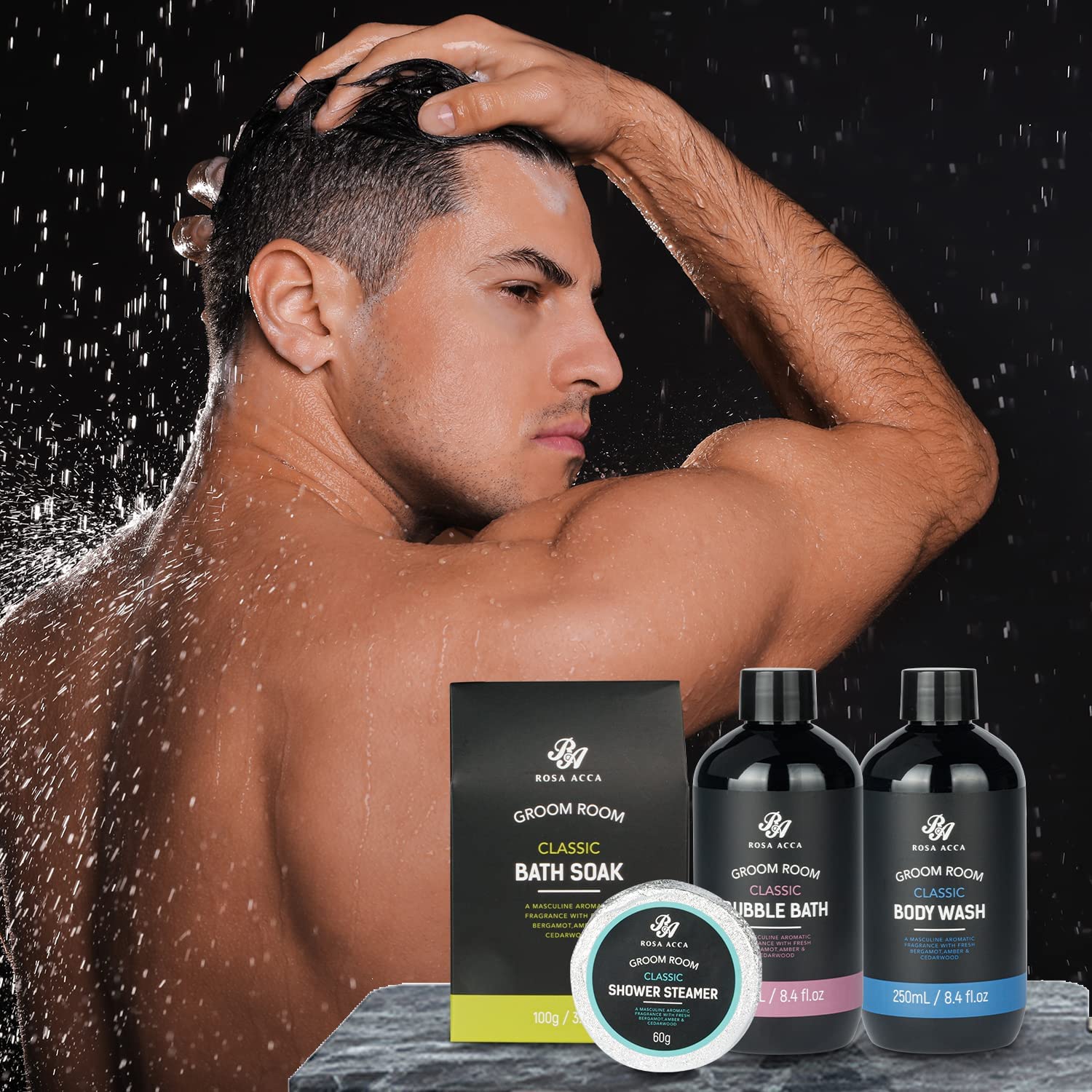 Juego de regalo de baño de 14 piezas para peluquería de barba, kit de spa para baño y cuerpo con aceite para barba, bálsamo para barba, cepillo para