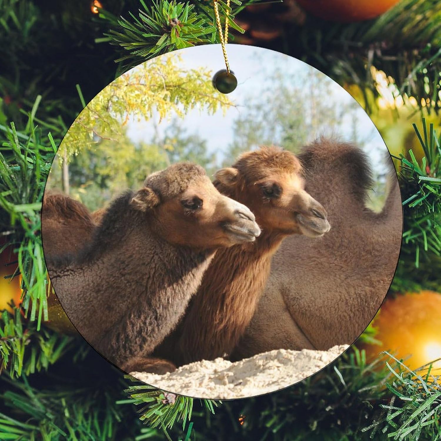 Adornos colgantes de Navidad, adornos de camello de animales silvestres, recuerdo festivo de cerámica, relleno de calcetín de Navidad para tío,