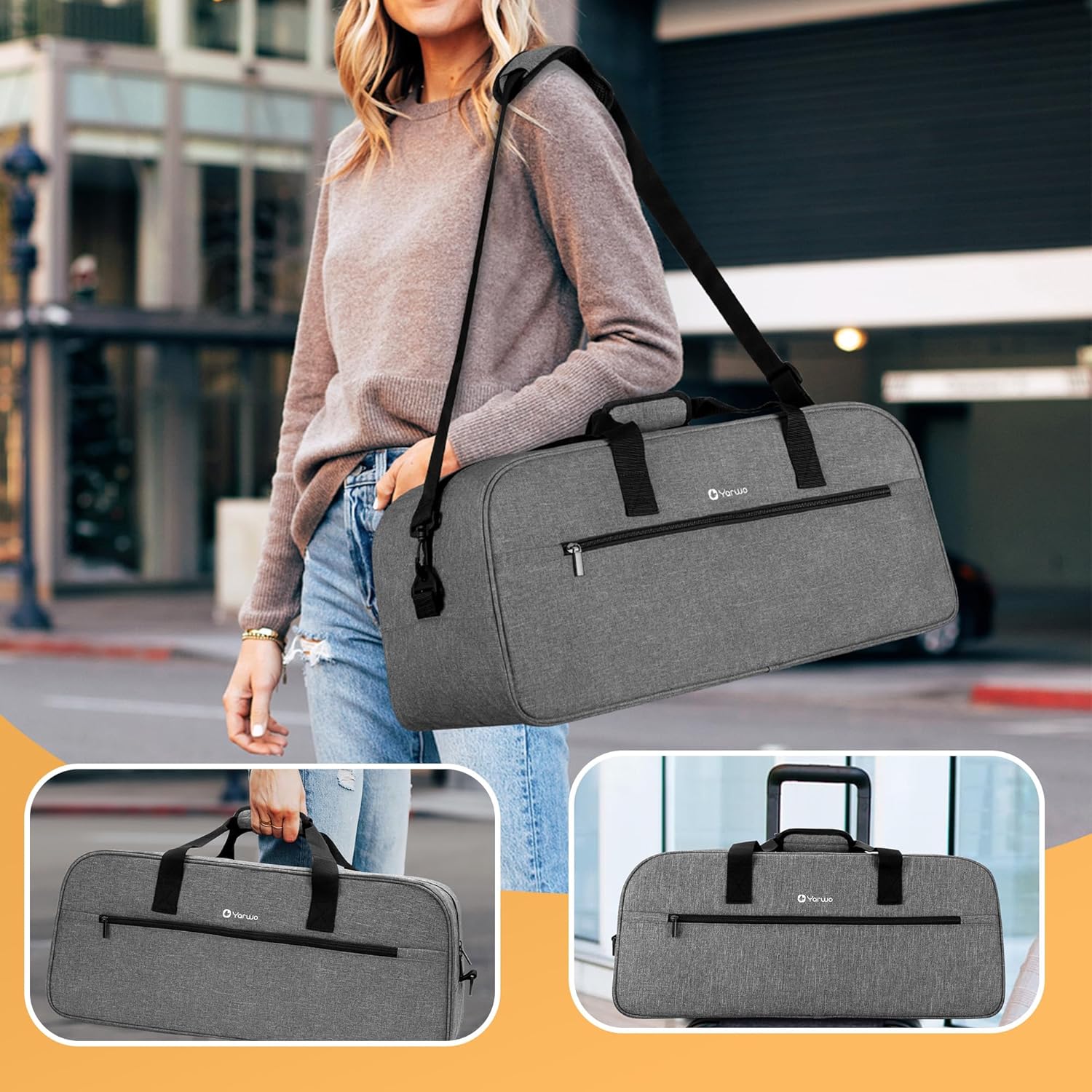 YARWO Estuche de transporte para trípode de 23.6 pulgadas de largo, bolsa de almacenamiento de equipo de estudio fotográfico con correa para el