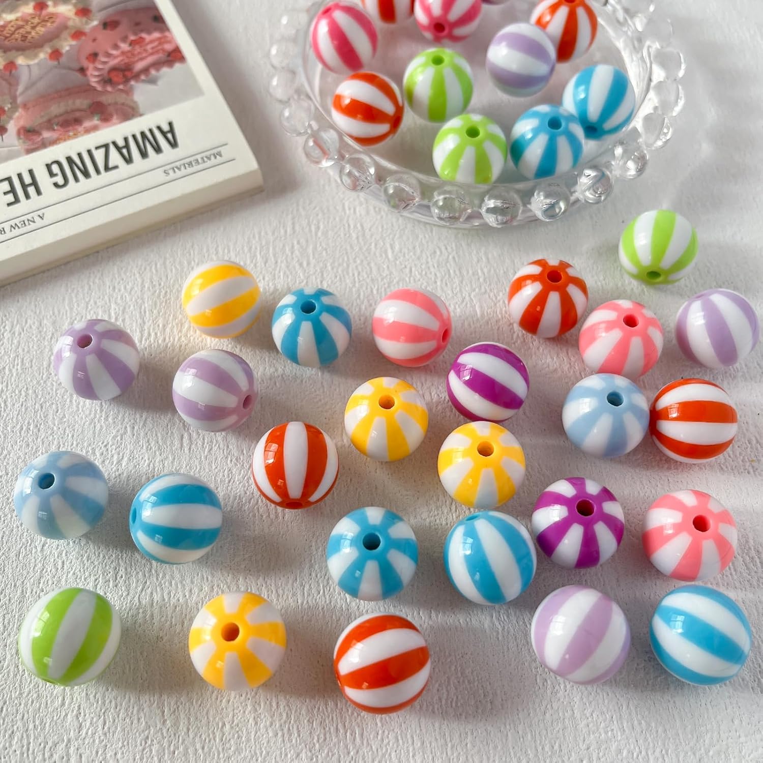 ANCADN Cuentas acrílicas de 0.631 pulgadas (0.630 in), cuentas de colores, cuentas redondas multicolor para hacer joyas de bricolaje (cuentas de