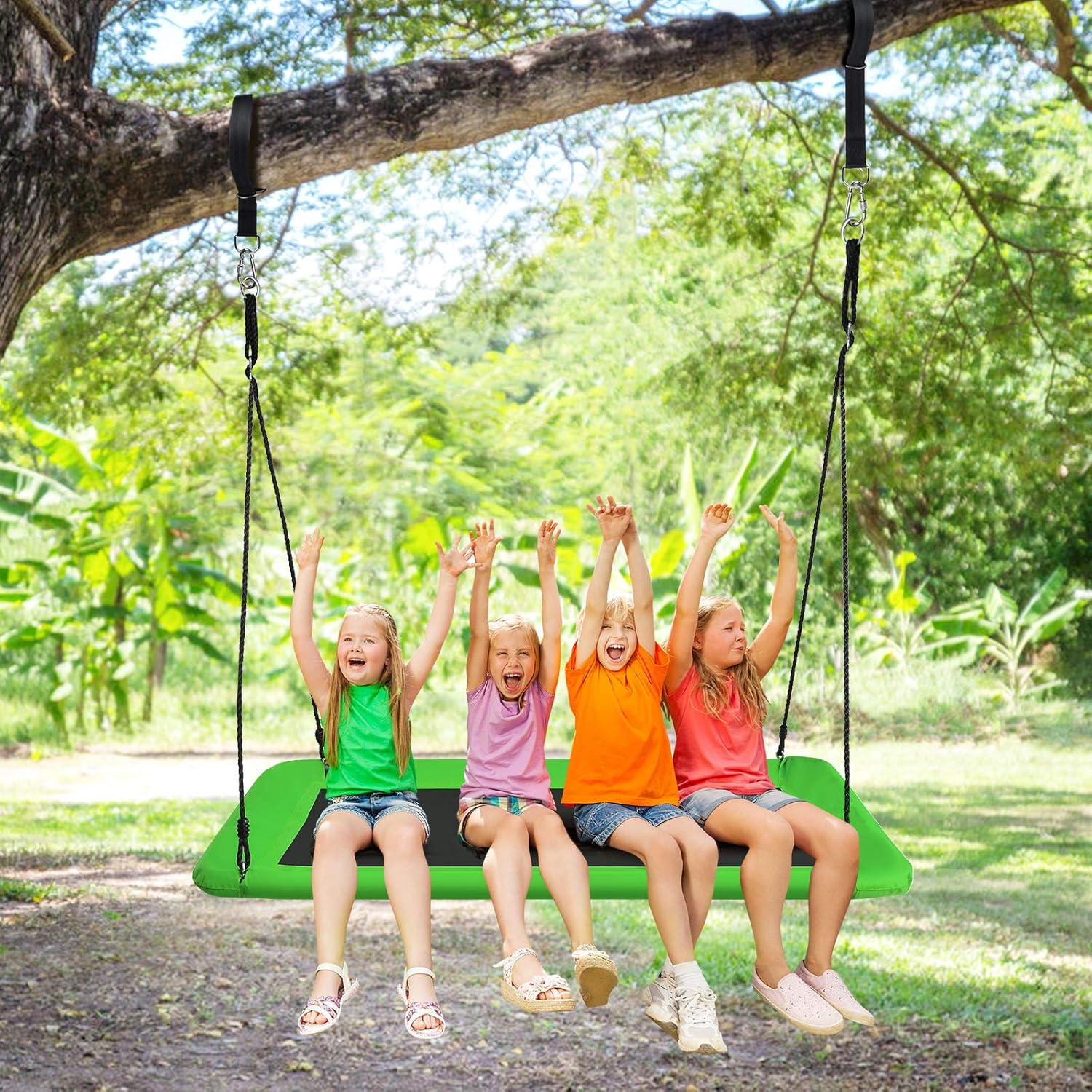 Costzon Juego de columpio rectangular de plataforma gigante de 60 pulgadas para niños y adultos, columpio rectangular resistente al desgaste para