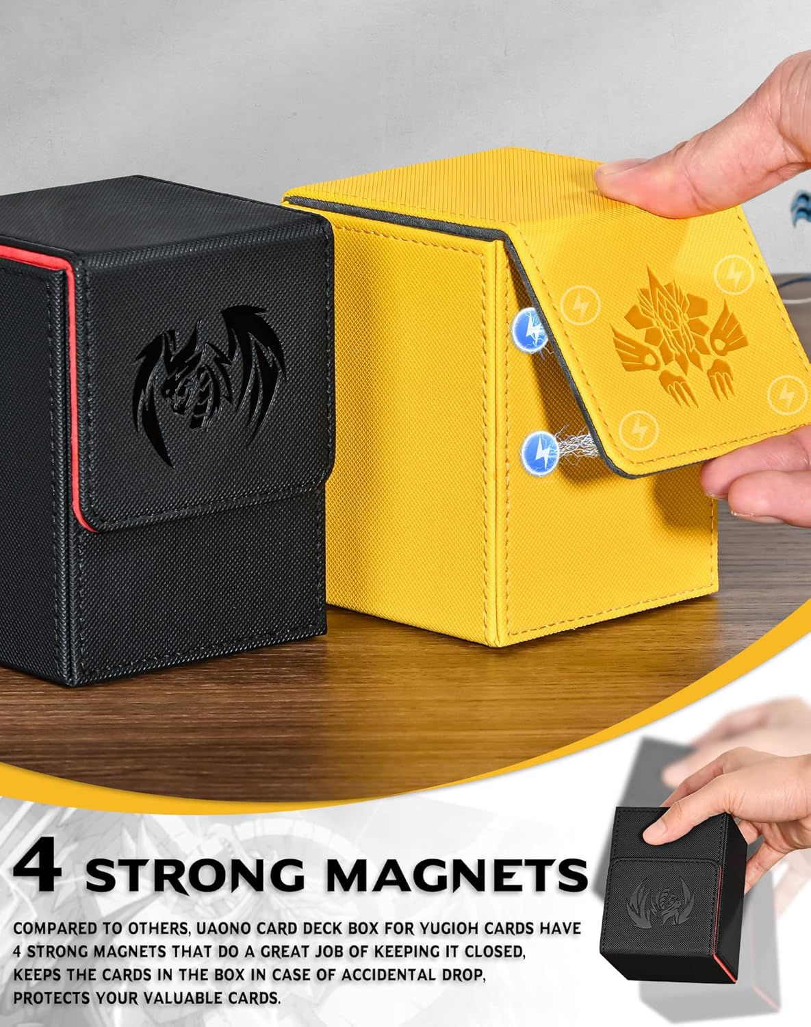 Caja de cartas para tarjetas Yugioh MTG, más de 100 fundas con 2 divisores para TCG CCG, caja de almacenamiento de tarjetas de piel sintética