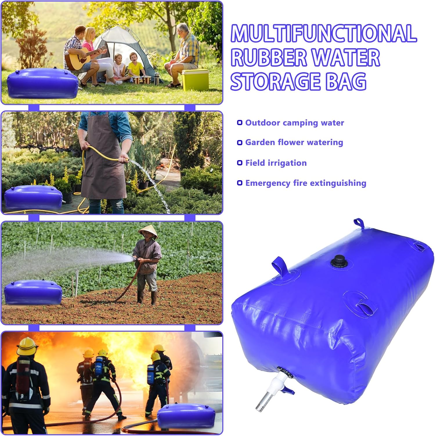 Contenedor portátil de almacenamiento de vejiga de agua de 240 litros, tanque de agua plegable, gran capacidad para agricultura, campamento,