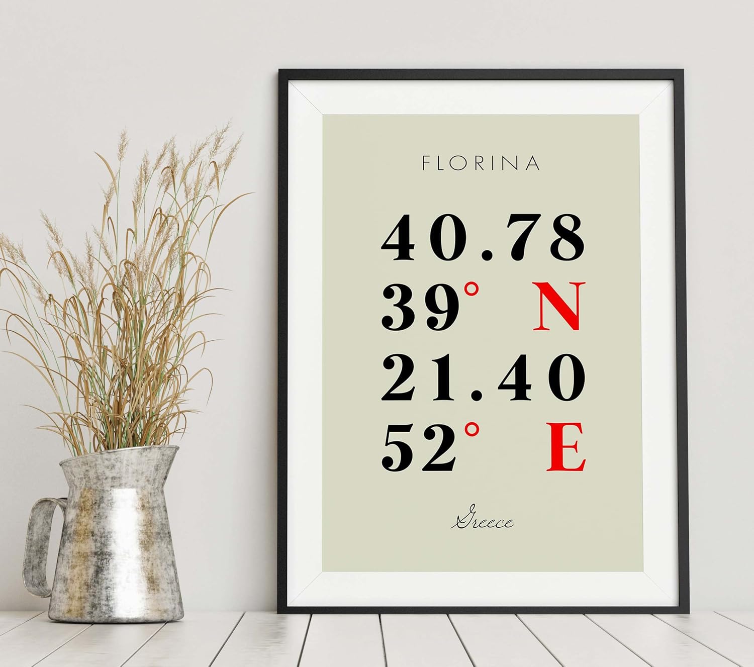 Mapa de Florina, Grecia, Coordenadas Multilíneas de Colores (8×10)