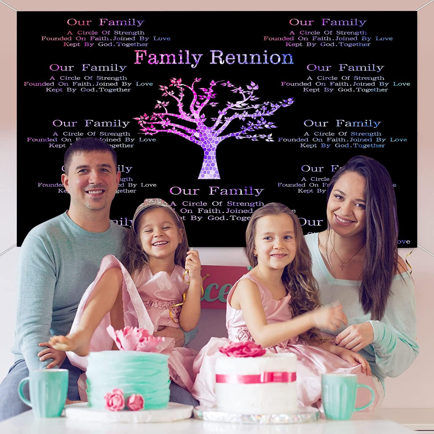 BJZSMT189 – Telón de fondo de reunión familiar de estilo morado para decoración de reunión familiar, decoración de reunión familiar, suministros de