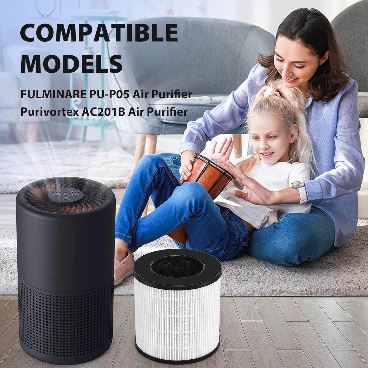 Filtro de repuesto AC201BPU-P05 para purificador de aire Fulminare PU-P05, también compatible con Purivortex AC201B Puri-fier de aire, filtro de