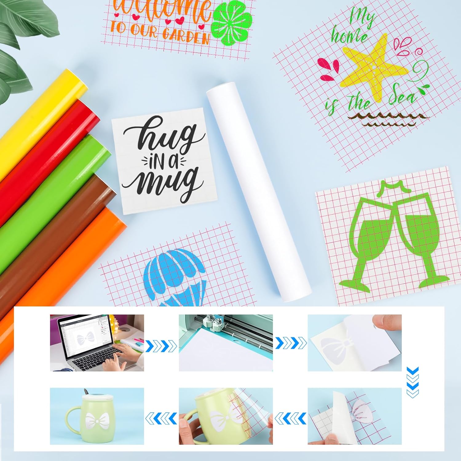 IModeur Vinilo permanente blanco mate para Cricut, rollo de vinilo adhesivo permanente de 12 pulgadas x 12 pies, paquete de vinilo para manualidades