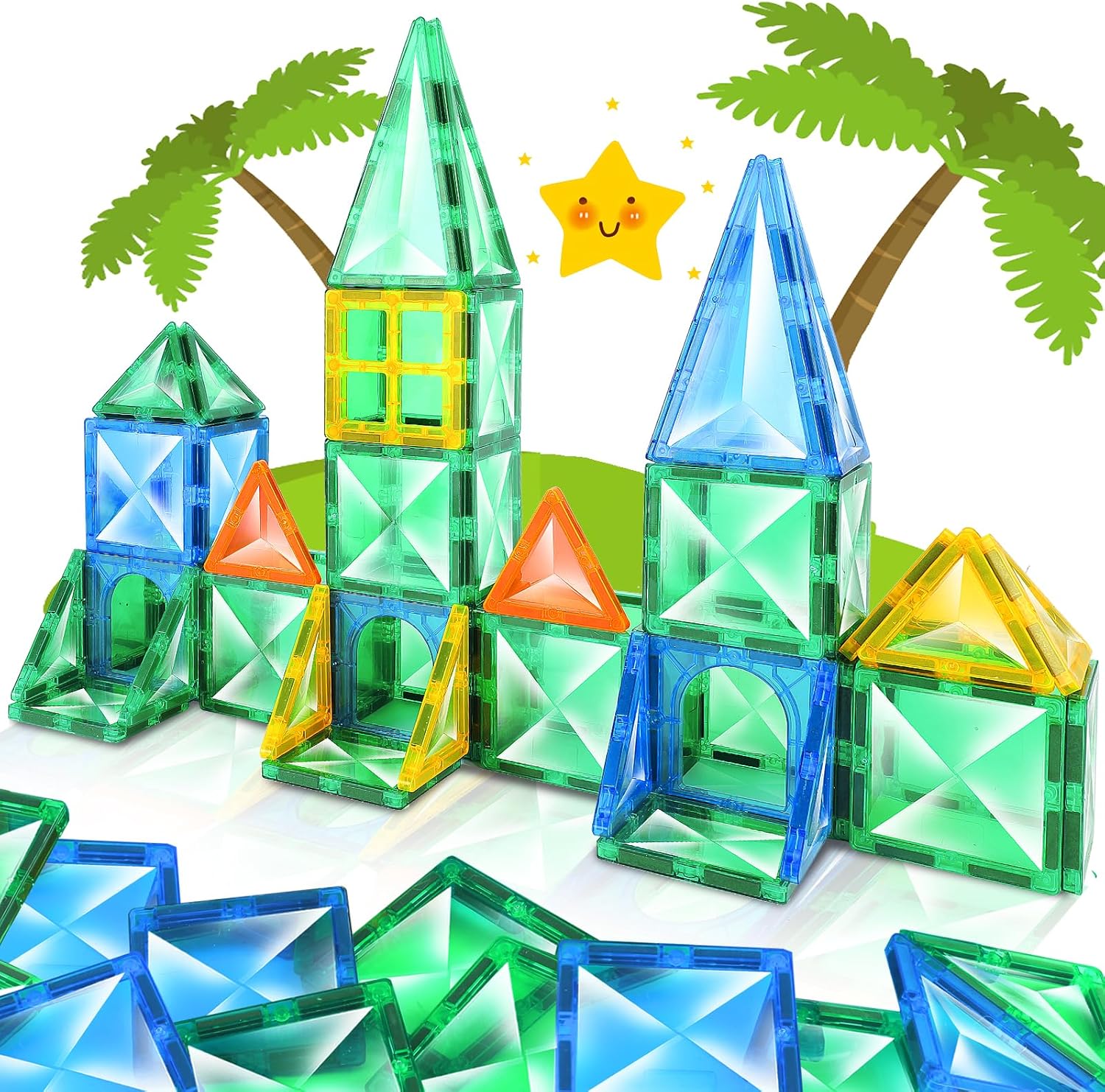 Azulejos magnéticos para niños de 3, 4, 5, 6, 7, 8 años, bloques de construcción magnéticos, juguetes STEM sensoriales Montessor para niños,