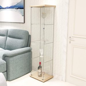 JT Vitrina de cristal con 4 estantes con puerta, fácil de instalar, vidrio templado sólido, estantería Curio de pie para sala de estar, dormitorio, JT Vitrina de cristal con 4 estantes con puerta, fácil de instalar, vidrio templado sólido, estantería Curio de pie para sala de estar, dormitorio,